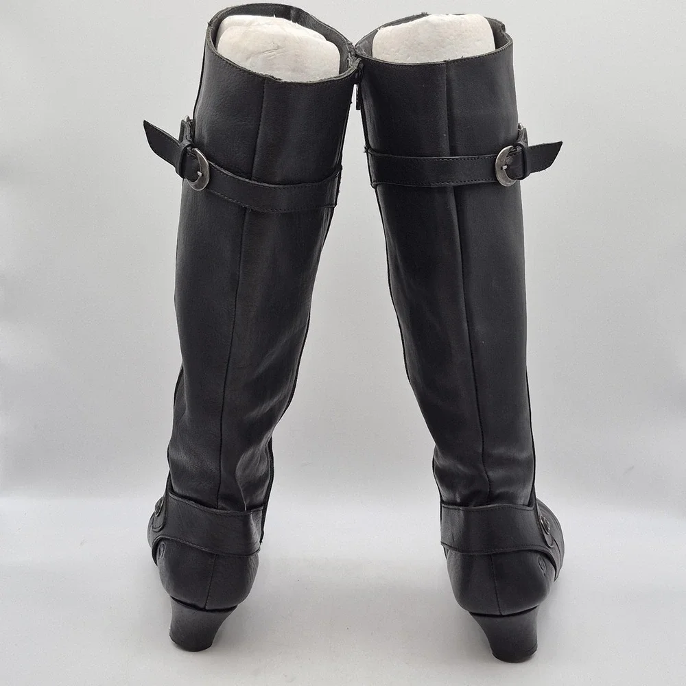 Born Leather Boots‎ Womens Size 9.5 Black Knee High Side Zip Riding Comfort